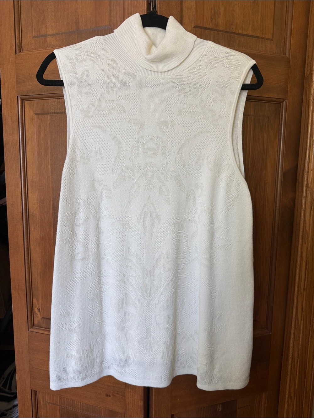 Chico's Cream Open-Front Cardigan with Turtleneck Layer - Picture 3 of 4